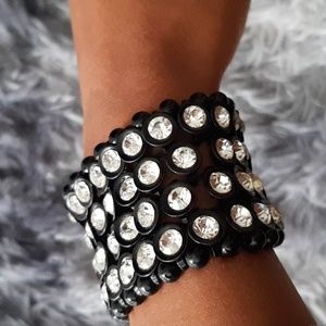 Soho Designs rhinestone elastic beaded cuff bracelet